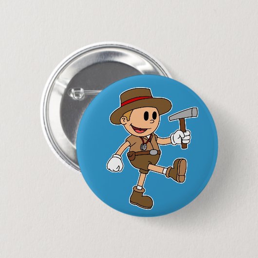 Badge Rond 5 Cm Géologue de dessin animé rétro (Devant & derrière)