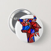 Badge Rond 5 Cm Geometric Bull Icon (Devant & derrière)