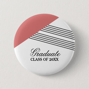 Badge Rond 5 Cm Geometric Stripe Red Graduation Button