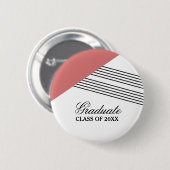 Badge Rond 5 Cm Geometric Stripe Red Graduation Button (Devant & derrière)