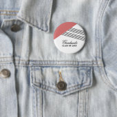 Badge Rond 5 Cm Geometric Stripe Red Graduation Button (En situation)