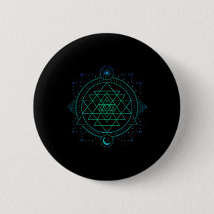 Badge Rond 5 Cm Géométrie du Chakra du Soleil et de la Lune Sri Ya