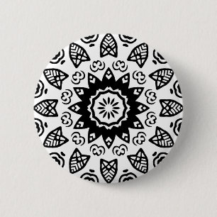 Badge Rond 5 Cm Géométrie organique 011 - Noir sur blanc