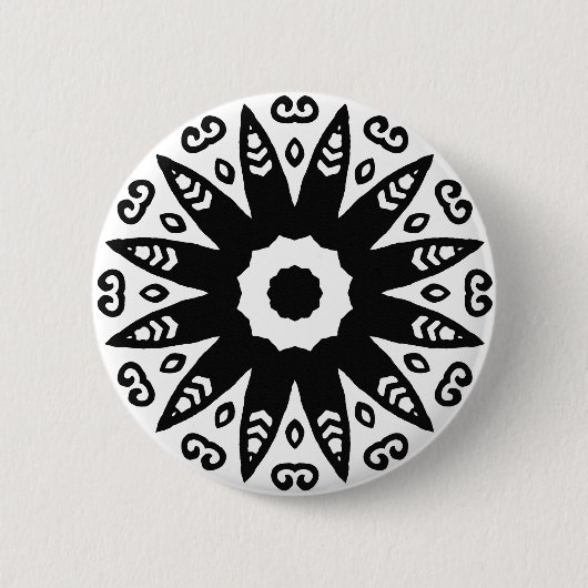 Badge Rond 5 Cm Géométrie organique 01 - Noir sur blanc (Devant)