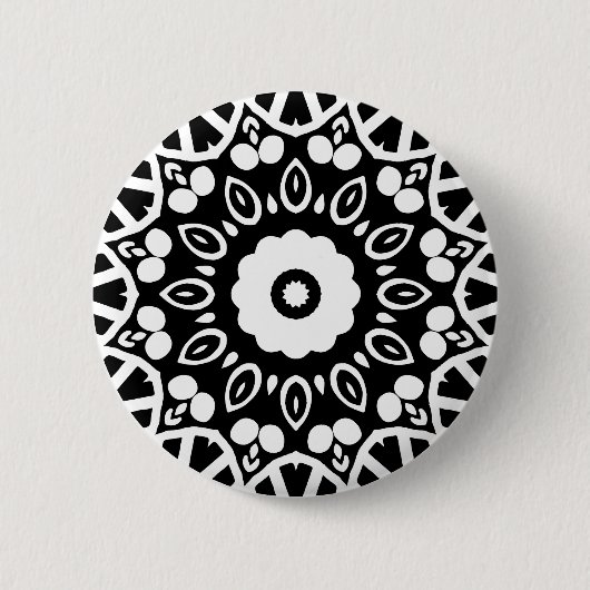 Badge Rond 5 Cm Géométrie organique 03 - Blanc sur noir (Devant)