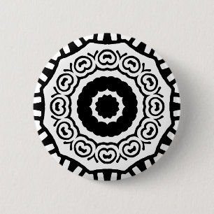Badge Rond 5 Cm Géométrie organique 04 - Noir sur blanc