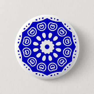 Badge Rond 5 Cm Géométrie organique 05 - Blanc et Royal Bleu