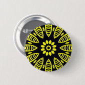 Badge Rond 5 Cm Géométrie organique 06 - Jaune sur noir (Devant & derrière)