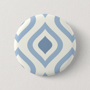 Badge Rond 5 Cm géométrique Abstraite, bleu et blanc cassé