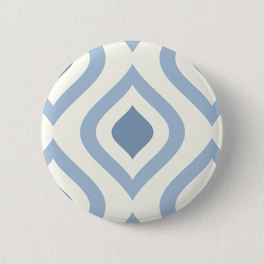 Badge Rond 5 Cm géométrique Abstraite, bleu et blanc cassé (Devant)