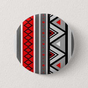 Badge Rond 5 Cm Géométrique moderne du sud-ouest, rouge et gris / 