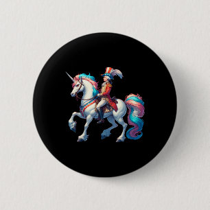 Badge Rond 5 Cm George Washington chevauchant une licorne 4 juille