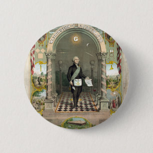 Badge Rond 5 Cm George Washington comme un franc-maçon