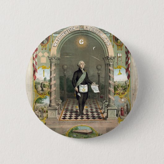 Badge Rond 5 Cm George Washington comme un franc-maçon (Devant)