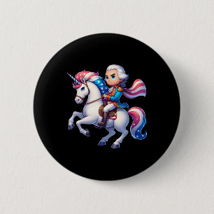 Badge Rond 5 Cm George Washington Riding A Unicorn 4 juillet Vin