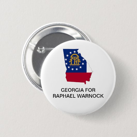 BADGE ROND 5 CM GÉORGIE POUR RAPHAEL WARNOCK LE SÉNAT BUTTON (Devant & derrière)