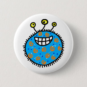 Badge Rond 5 Cm Germe bleu de bande dessinée
