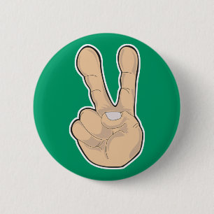 Badge Rond 5 Cm geste de la main pour la paix