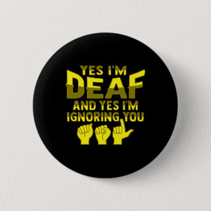 Badge Rond 5 Cm Gesture à la main Sourde de l'ouïe perte de consci