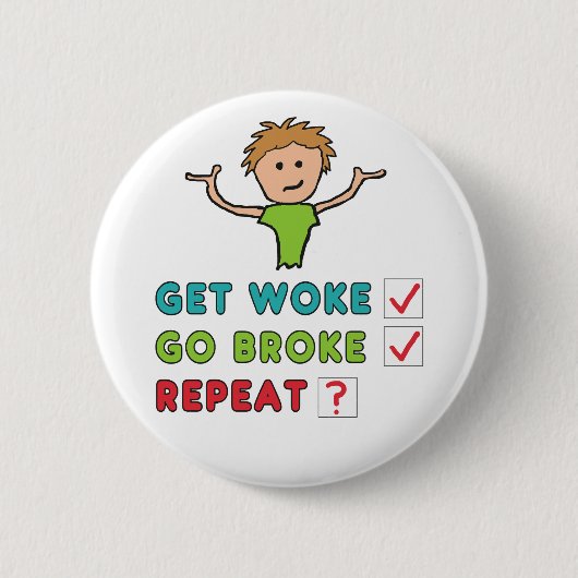 Badge Rond 5 Cm Get Woke Go Broke (Devant)
