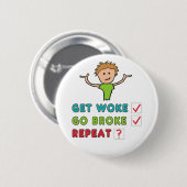 Badge Rond 5 Cm Get Woke Go Broke (Devant & derrière)