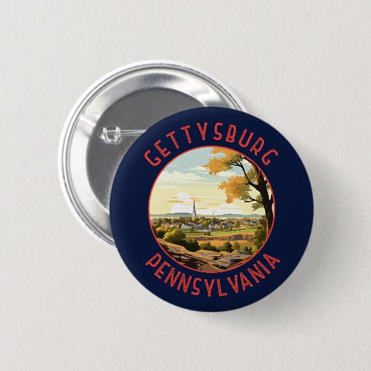Badge Rond 5 Cm Gettysburg Pennsylvanie Retro Cercle en détresse (Devant & derrière)