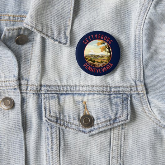 Badge Rond 5 Cm Gettysburg Pennsylvanie Retro Cercle en détresse (En situation)