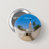 Badge Rond 5 Cm Ghadames, Libye - Mosquée Blanche (Devant & derrière)