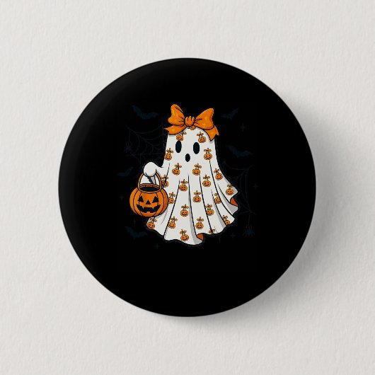 Badge Rond 5 Cm Ghost Coquette Éffrayant Halloween Citrouille Trea (Devant)