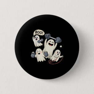 Badge Rond 5 Cm Ghost Gym Halloween Fitness Fitness Poids