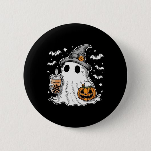 Badge Rond 5 Cm Ghost Milktea Ghost Boire Bubble Tea (Devant)