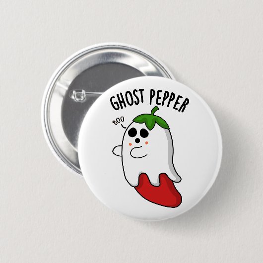 Badge Rond 5 Cm Ghost Pepper Funny Chili Pun  (Devant & derrière)
