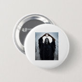 Badge Rond 5 Cm Ghost Red Heart Hands Y Face Halloween Valentines  (Devant & derrière)