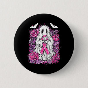 Badge Rond 5 Cm Ghost Ribbon Sensibilisation au cancer du sein Hal
