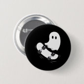 Badge Rond 5 Cm Ghost Skateboard Lazy Halloween Costume amusant Sk (Devant & derrière)