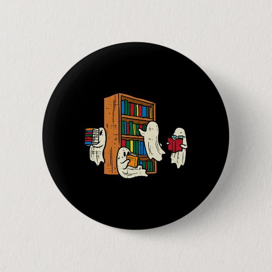 Badge Rond 5 Cm Ghosts Lecture Livres Enseignant Halloween Bibliot (Devant)