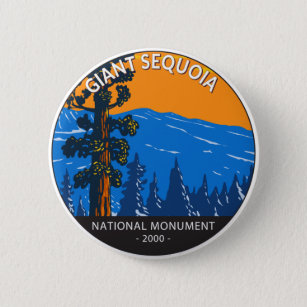 Badge Rond 5 Cm Giant Sequoia National Monument California Vintage