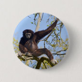 Badge Rond 5 Cm Gibbon à main blanche dans l'arbre (Devant)