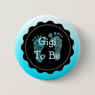 Badge Rond 5 Cm Gigi à être bouton bleu de baby shower de bébé