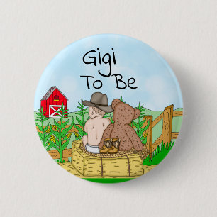Badge Rond 5 Cm Gigi au Baby shower du garçon
