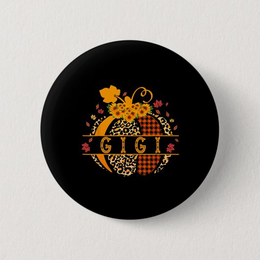 Badge Rond 5 Cm Gigi Citrouille Empreinte de léopard Pour Grandma  (Devant)