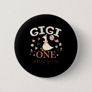 Badge Rond 5 Cm Gigi de l'oie idiote de 1 an fille d'anniversaire