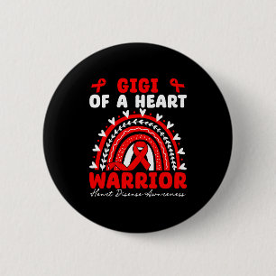 Badge Rond 5 Cm Gigi D'un Guerrier du Cœur Maladie Cardiaque Boho