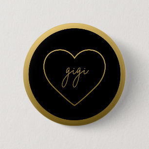 Badge Rond 5 Cm Gigi Elegant Golden Gradient Heart Grandma Cadeau