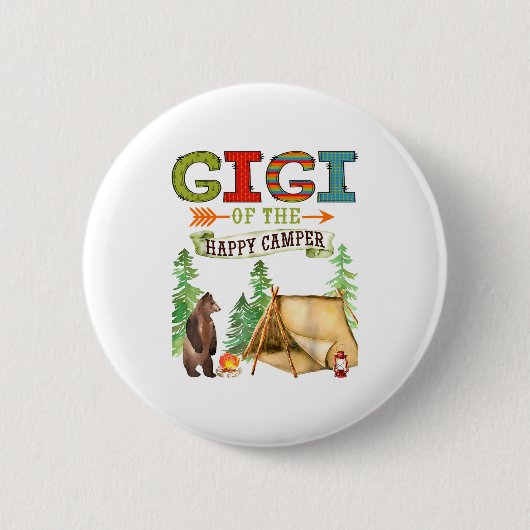 Badge Rond 5 Cm Gigi Of The Happy Camper First Birthday Camng (Devant)