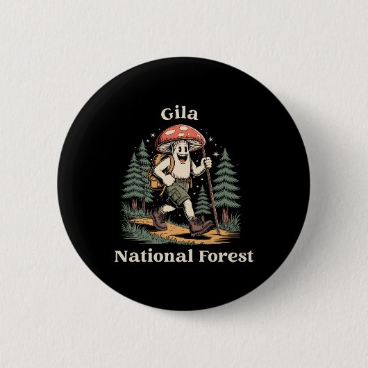 Badge Rond 5 Cm Gila National Forest New Mexico Hiking Mushroom Va (Devant)