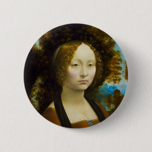 Badge Rond 5 Cm Ginevra de' Benci par Leonardo da Vinci