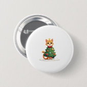 Badge Rond 5 Cm Gingembre Chat Noël Arbre mignonne Noël Filles Enf (Devant & derrière)