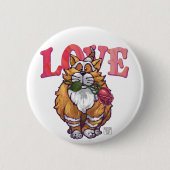 Badge Rond 5 Cm Ginger Cat Saint-Valentin (Devant)