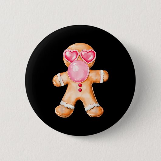 Badge Rond 5 Cm Gingerbread Blowing Bubble Gum Nk Sungles Christma (Devant)